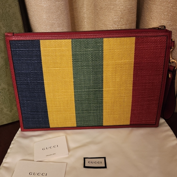 Gucci Baiadera Striped Canvas Clutch Wristlet 625602 - Picture 2 of 8